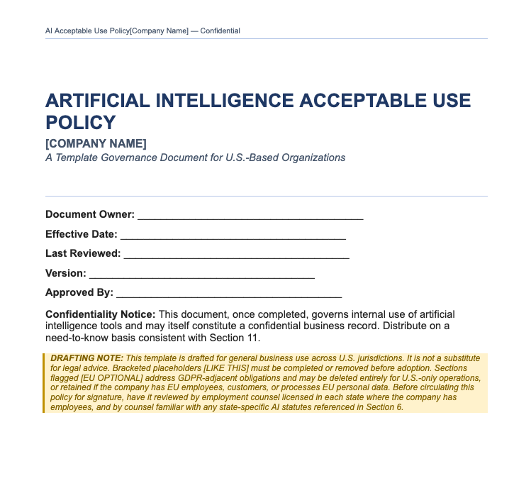 AI Governance & Acceptable Use Policy Template